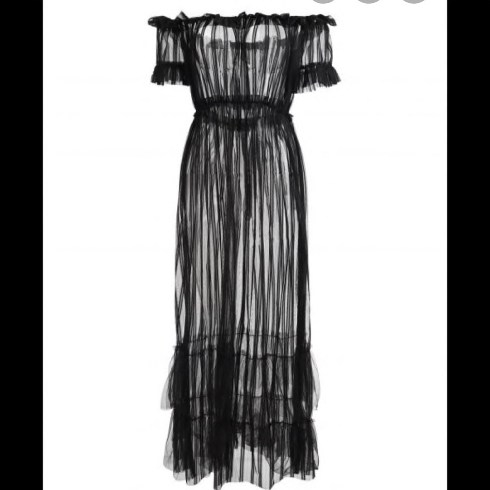 Off shoulder, sheer cover up dress with ruffles